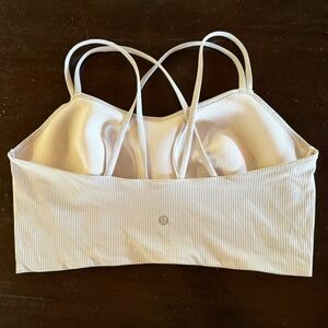Lululemon Like a Cloud Longline White Ribbed Sports Bra